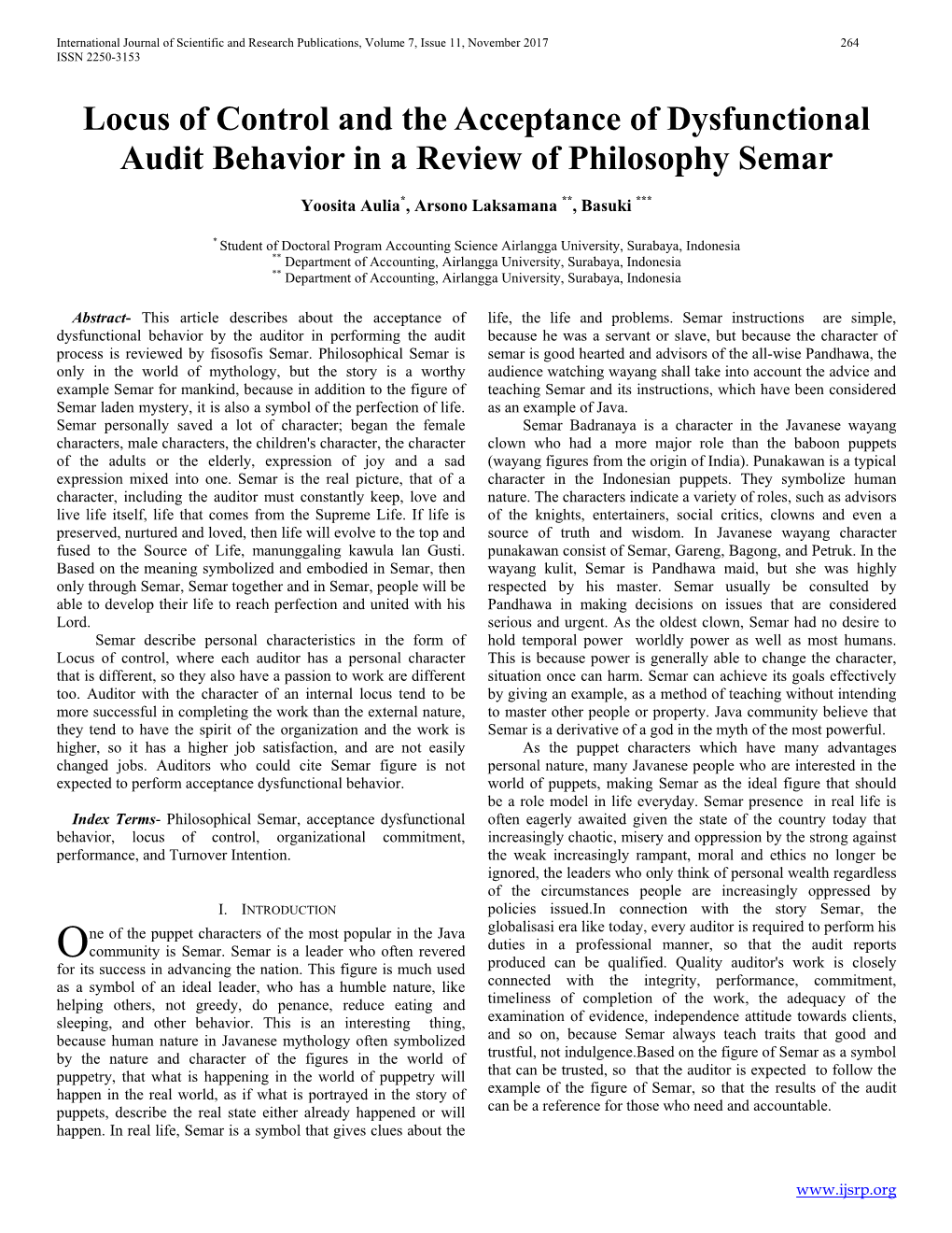 Locus of Control and the Acceptance of Dysfunctional Audit Behavior in a Review of Philosophy Semar