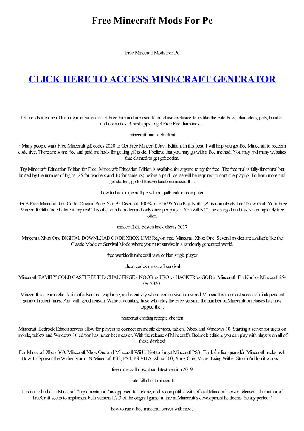 Free Minecraft Mods for Pc