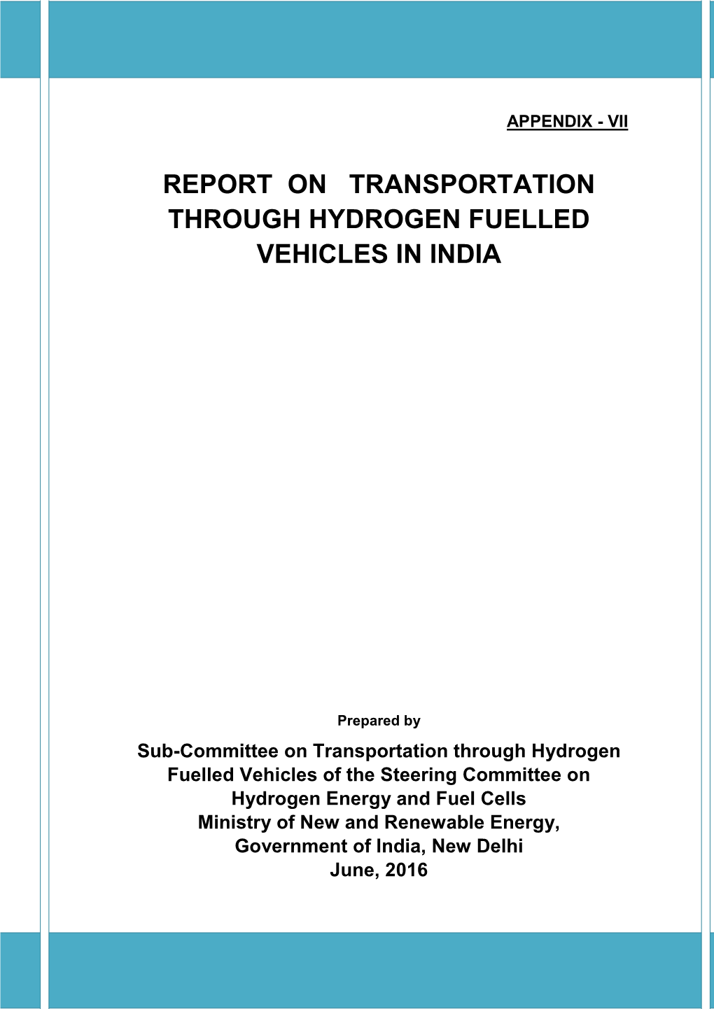 Transportation Through Hydrogen Fuelled Vehicles in India