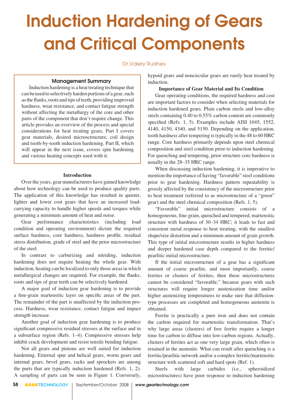 Induction Hardening of Gears and Critical Components