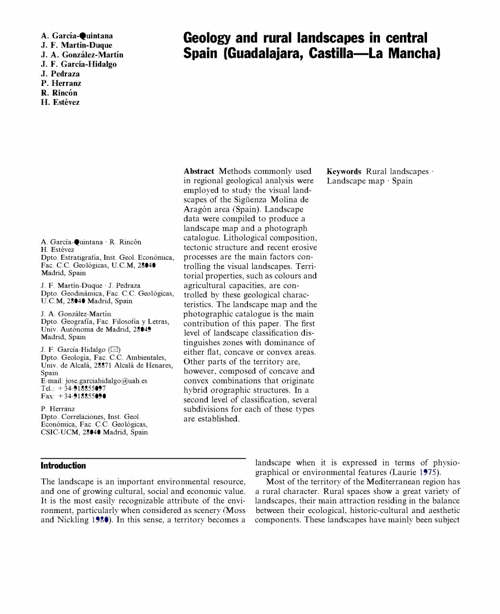 Geology and Rural Landscapes in Central Spain (Guadalajara, Castilla