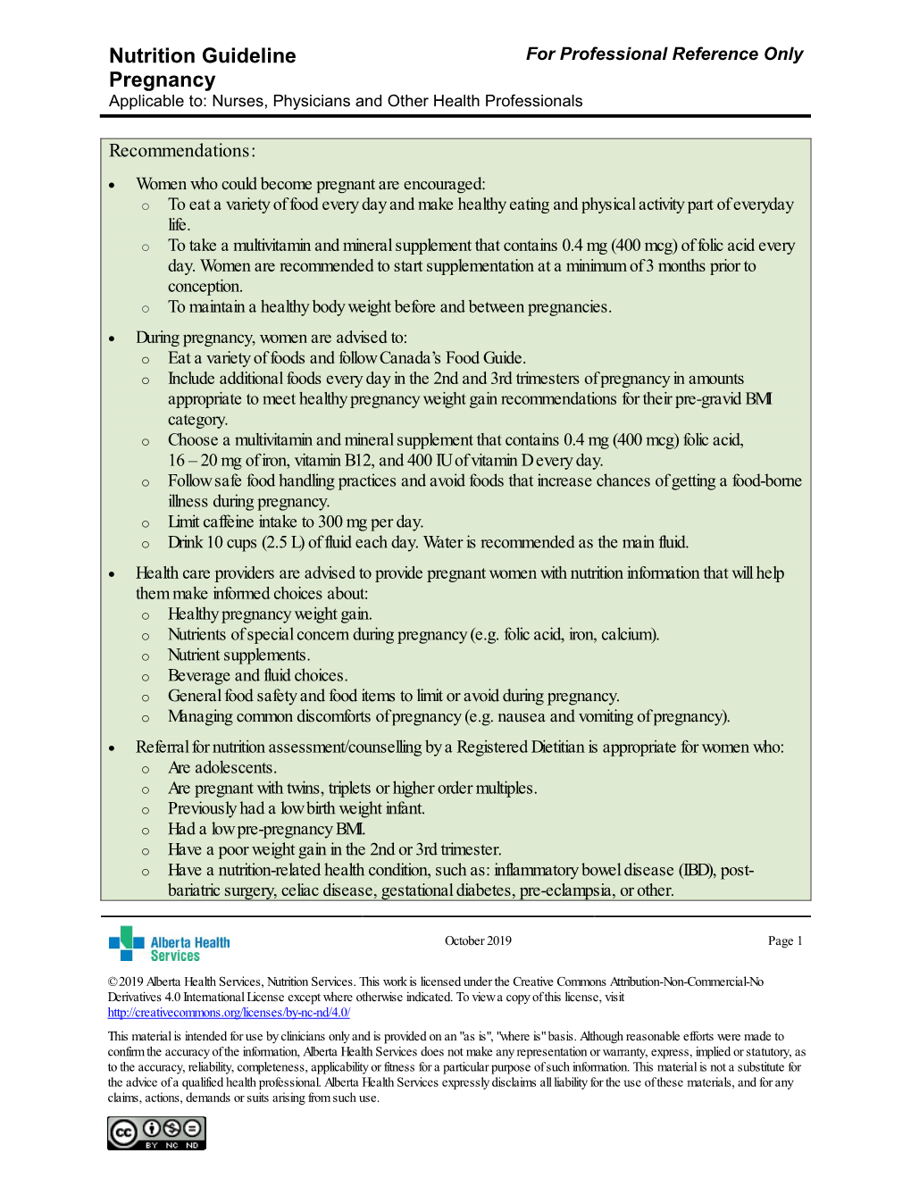 Nutrition Guideline: Pregnancy: Multiples