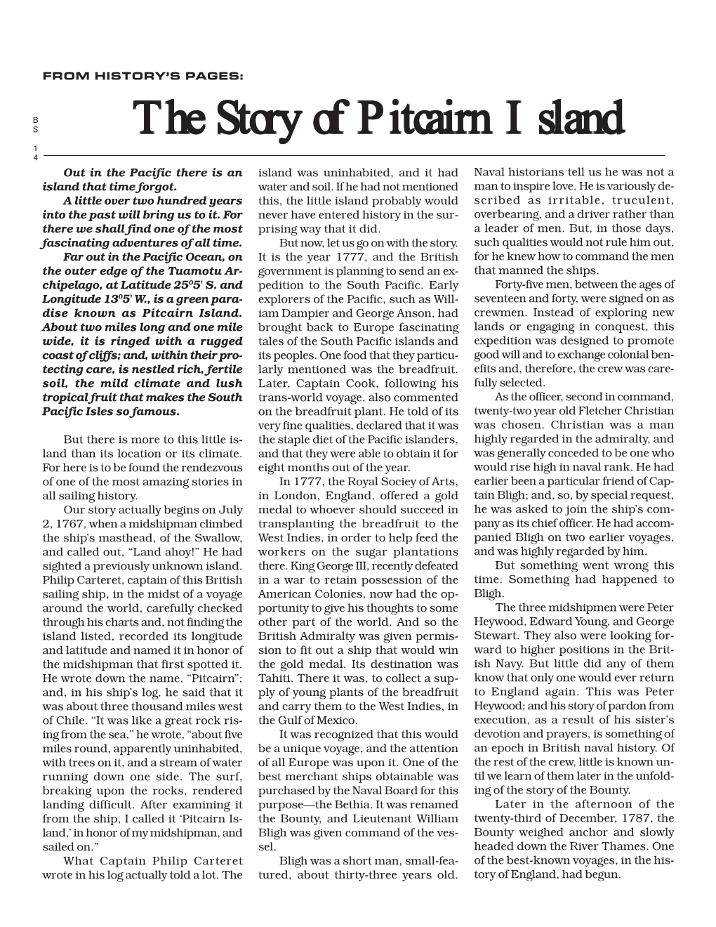 The Story of Pitcairn Island