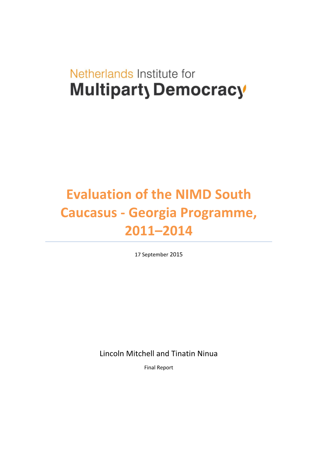 Evaluation of the NIMD South Caucasus - Georgia Programme