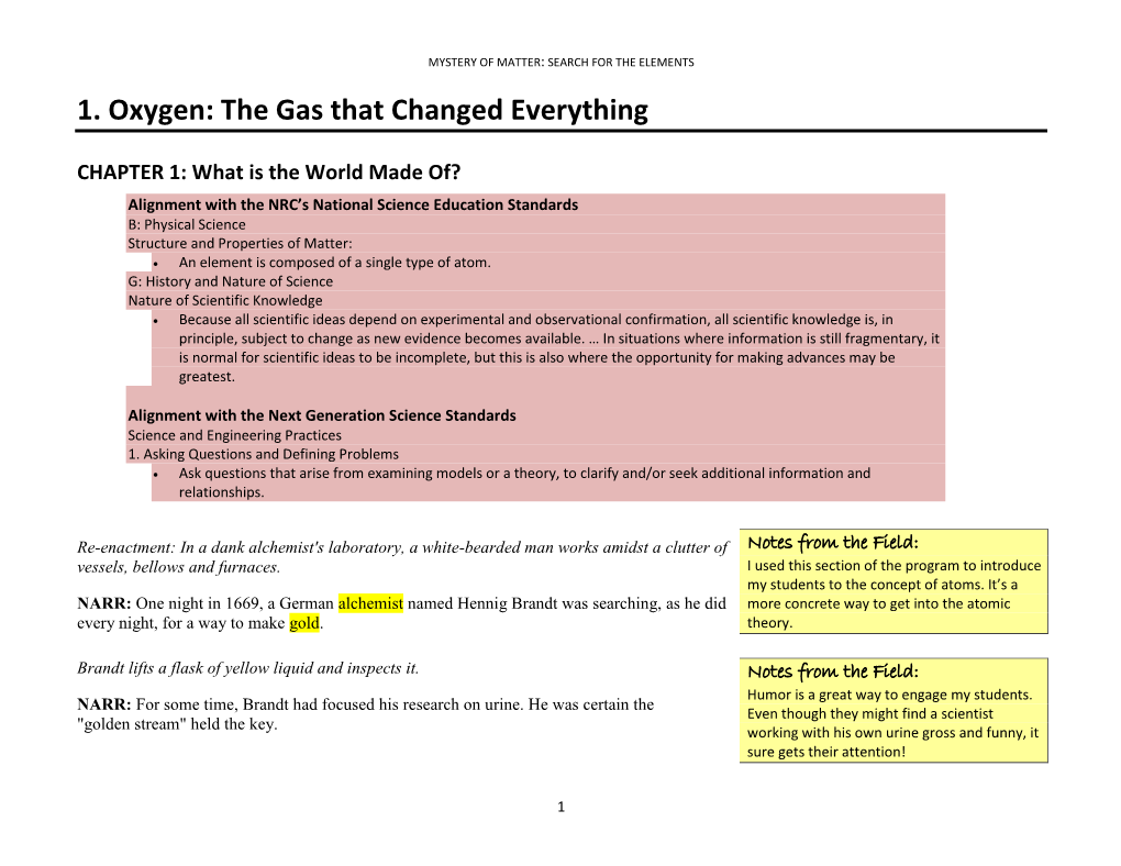 Section 1 – Oxygen: the Gas That Changed Everything