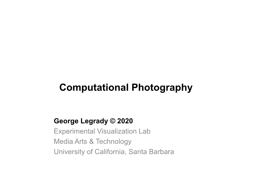 Computational Photography