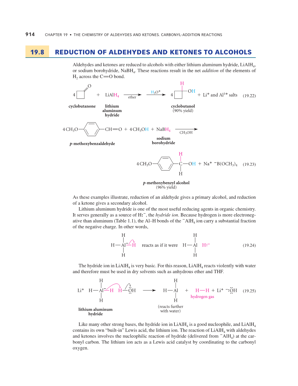 19.8 Reduction of Aldehydes and Ketones to Alcohols