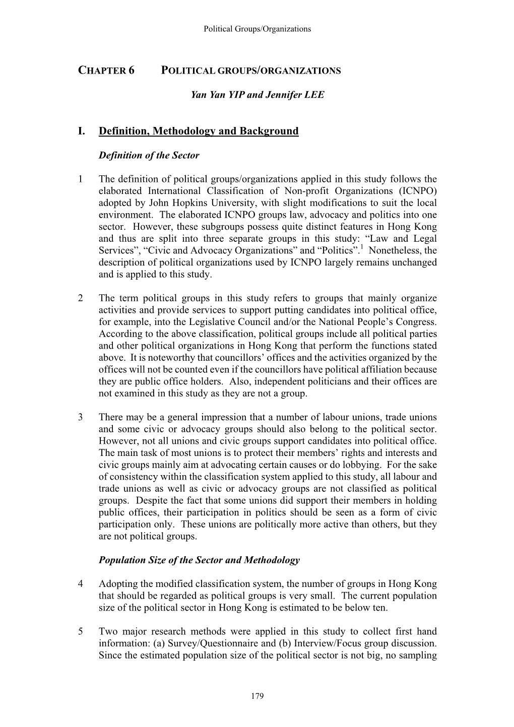 I. Definition, Methodology and Background