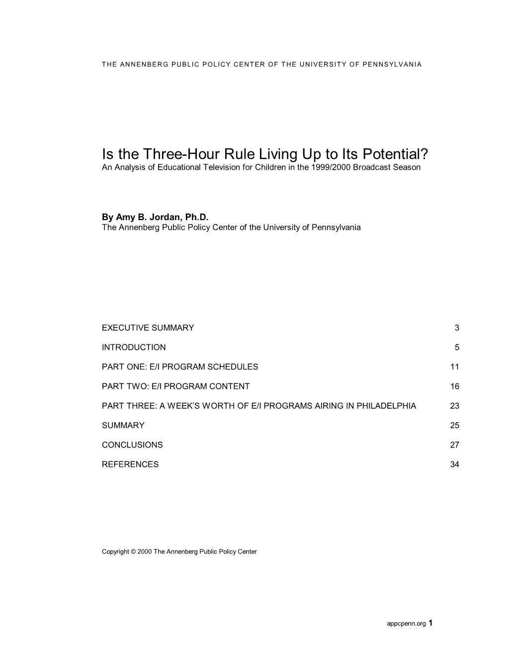 Is the Three-Hour Rule Living up to Its Potential? an Analysis of Educational Television for Children in the 1999/2000 Broadcast Season