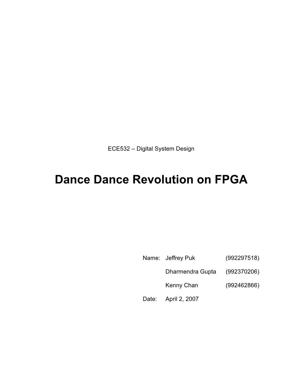 Dance Dance Revolution on FPGA