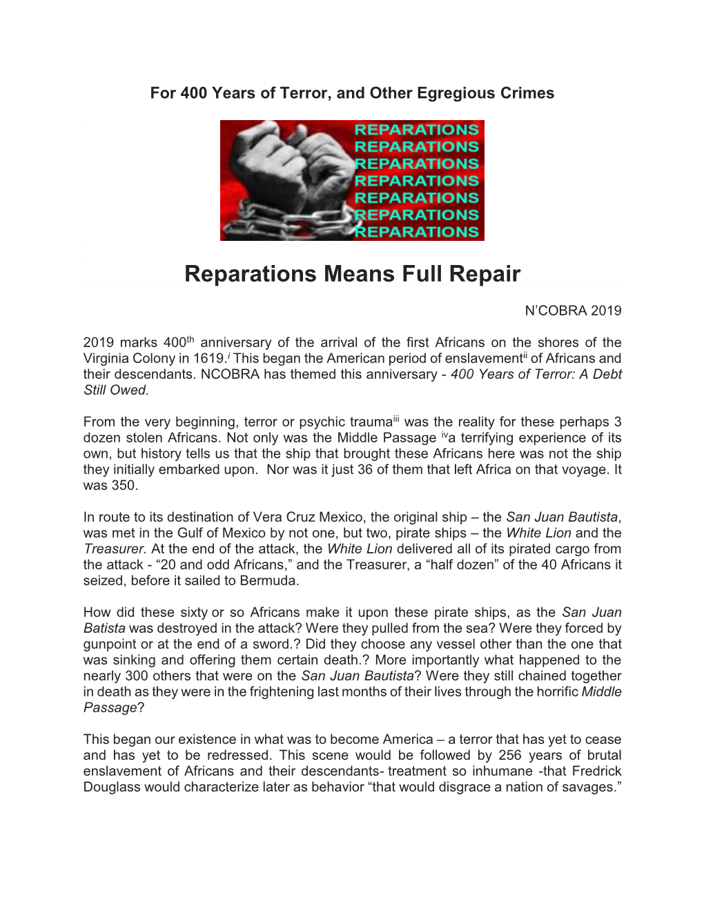 Reparations Means Full Repair