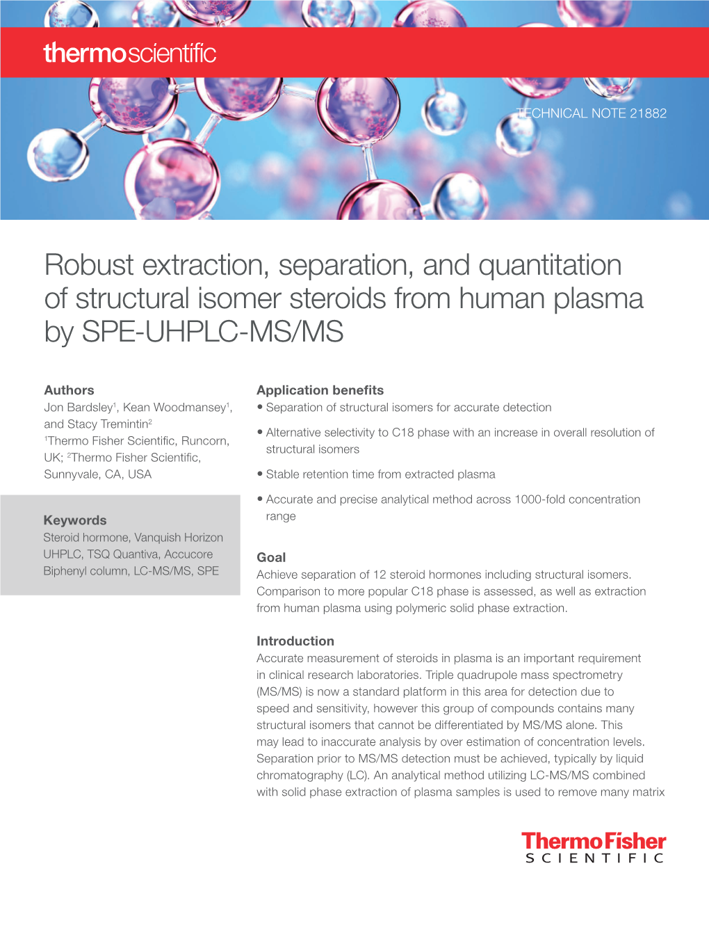 Robust Extraction, Separation, and Quantitation of Structural Isomer Steroids from Human Plasma by SPE-UHPLC-MS/MS