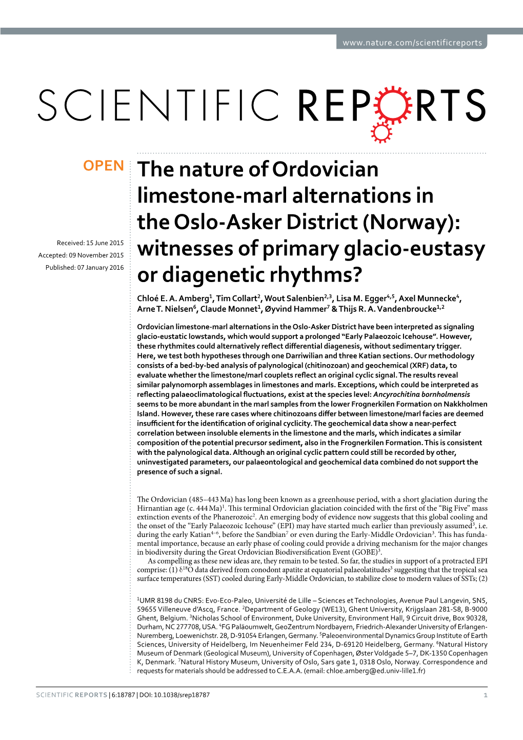The Nature of Ordovician Limestone-Marl Alternations in the Oslo-Asker District
