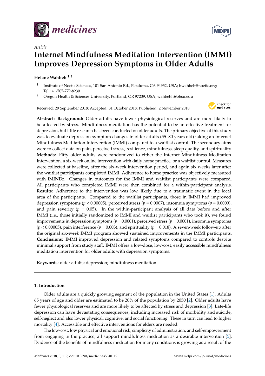 Improves Depression Symptoms in Older Adults