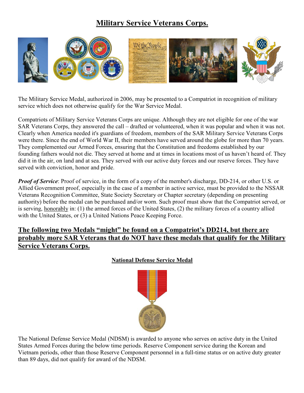 Military Service Veterans Corps