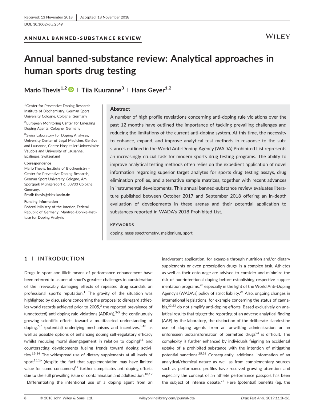 Analytical Approaches in Human Sports Drug Testing