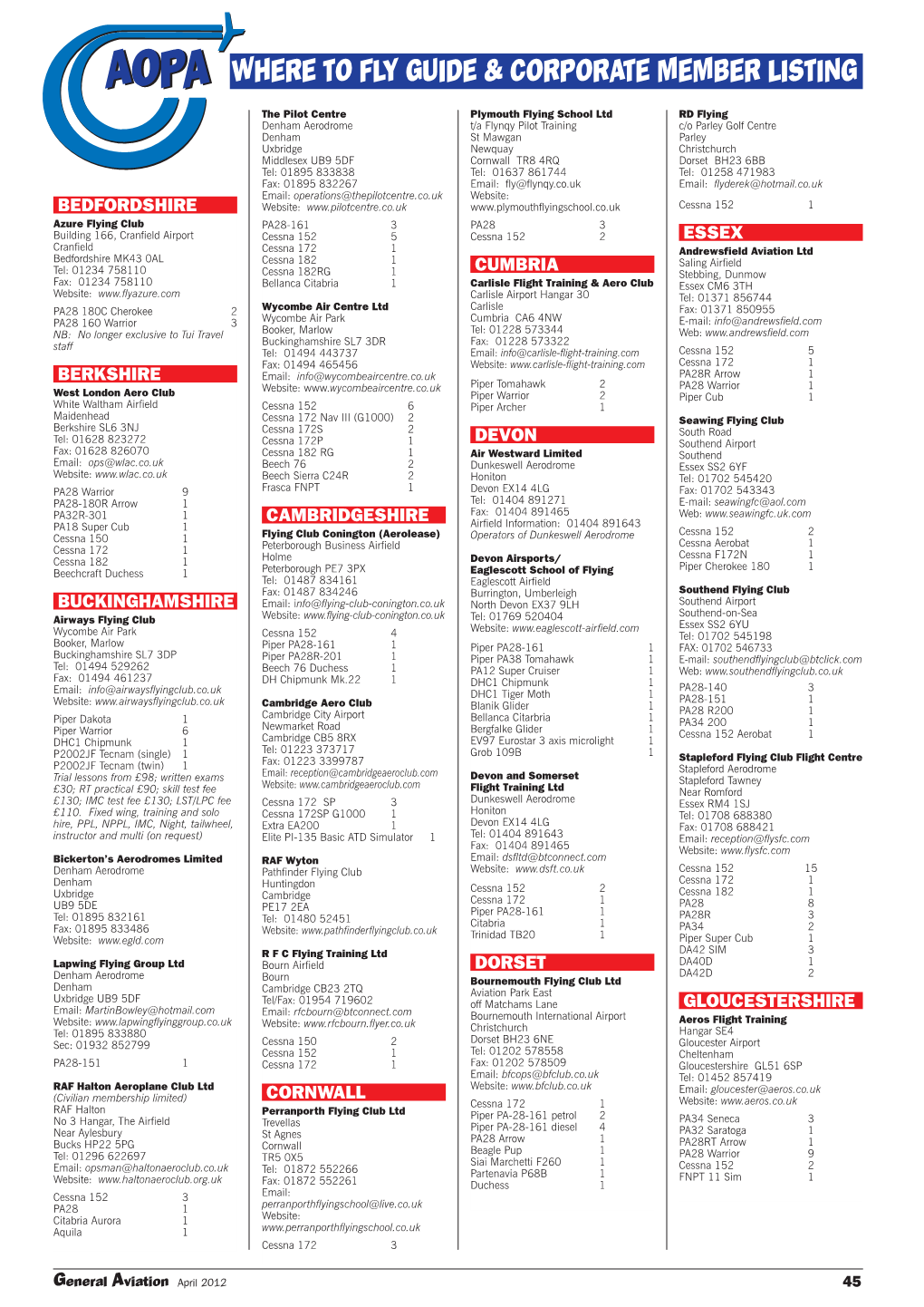 Where to Fly Guide & Corporate Member Listing