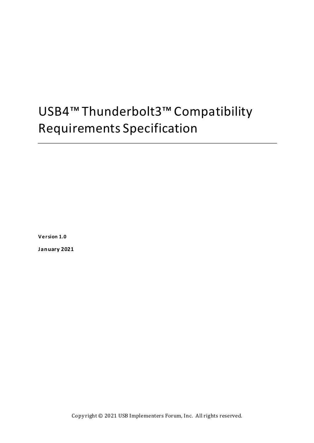 USB4™ Thunderbolt3™ Compatibility Requirements Specification