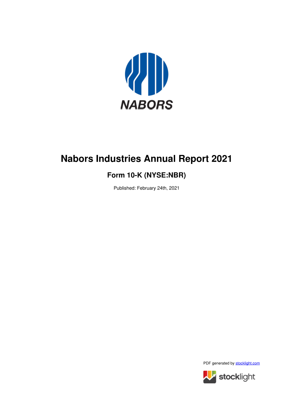 Nabors Industries Annual Report 2021