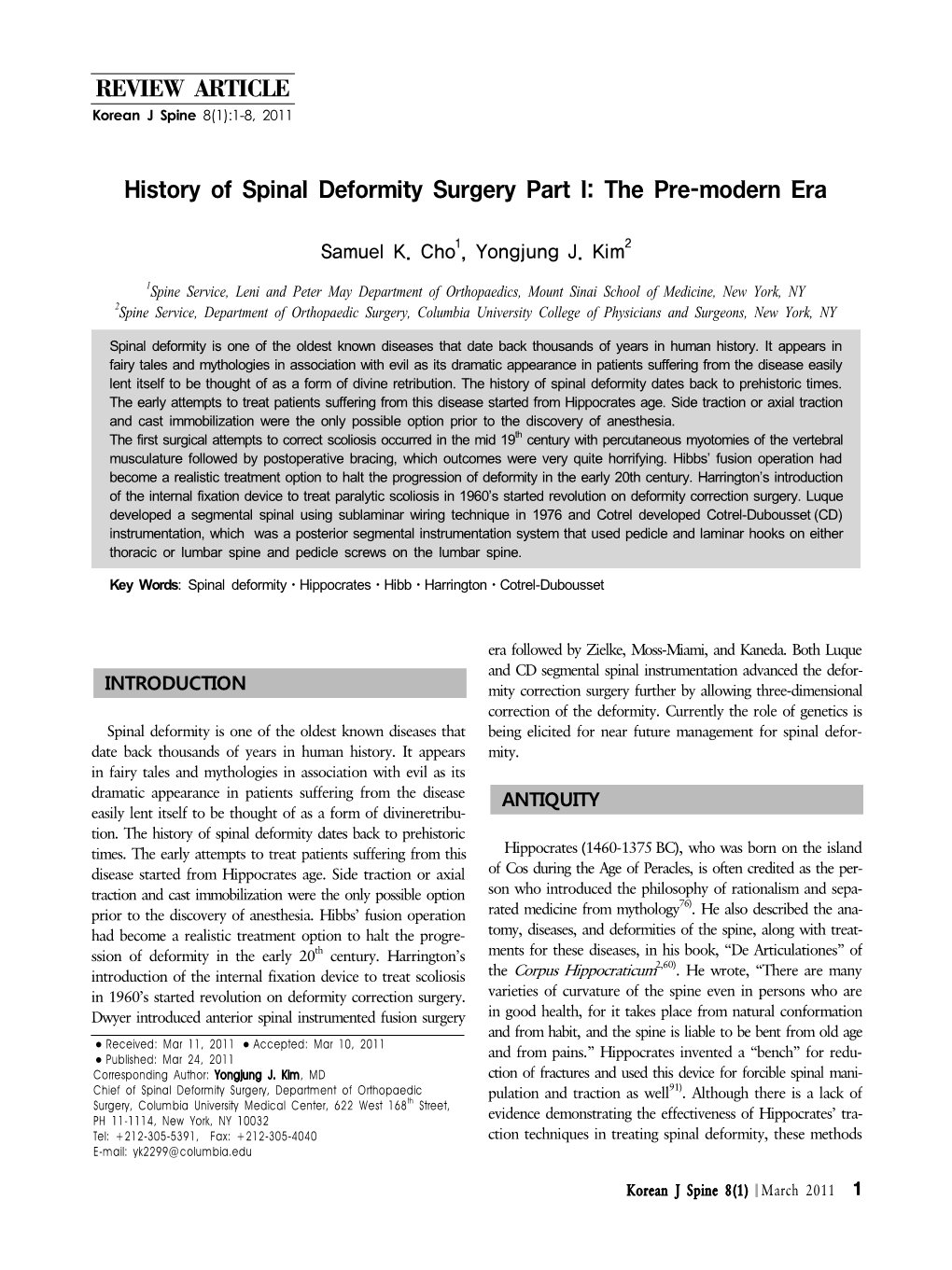 REVIEW ARTICLE Korean J Spine 8(1):1-8, 2011