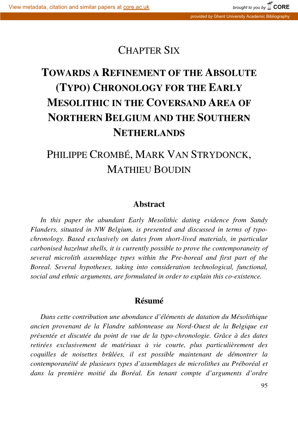 Chronology and Evolution in the Mesolithic of North-West Europe