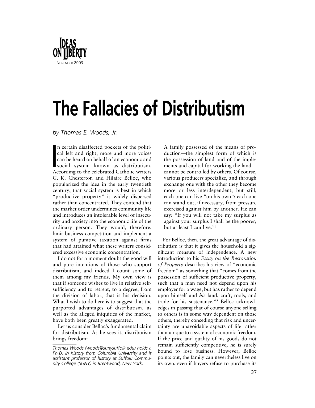 The Fallacies of Distributism