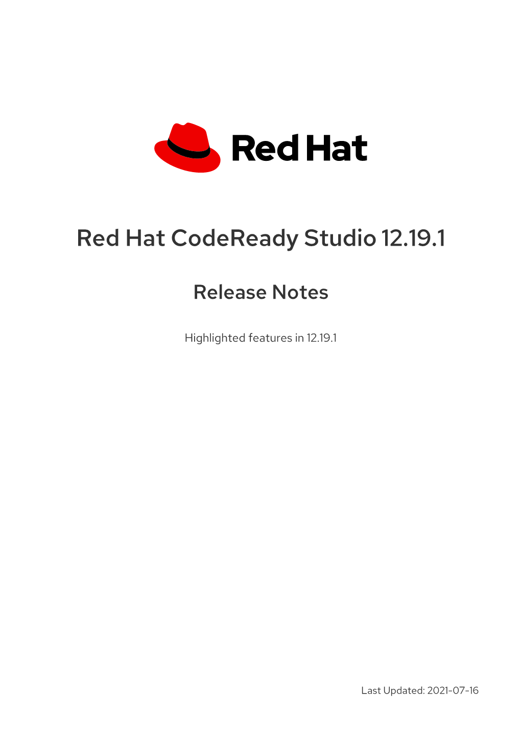 Red Hat Codeready Studio 12.19.1 Release Notes