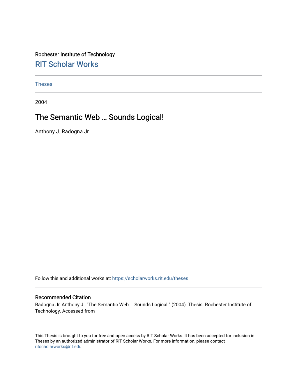 The Semantic Web … Sounds Logical!
