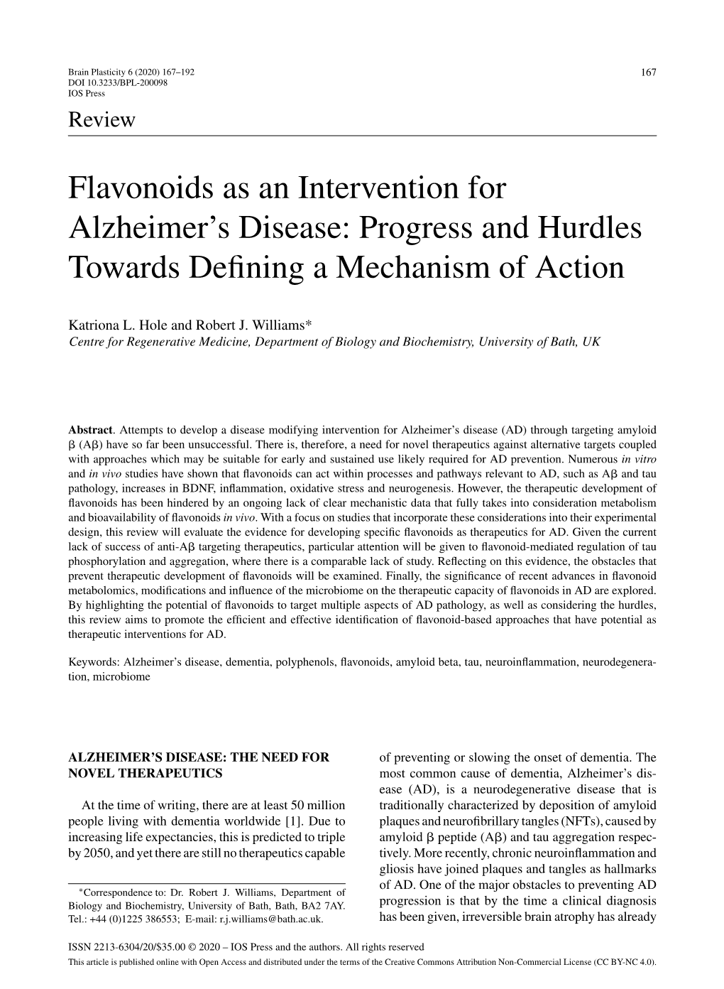 Flavonoids As an Intervention for Alzheimer's Disease