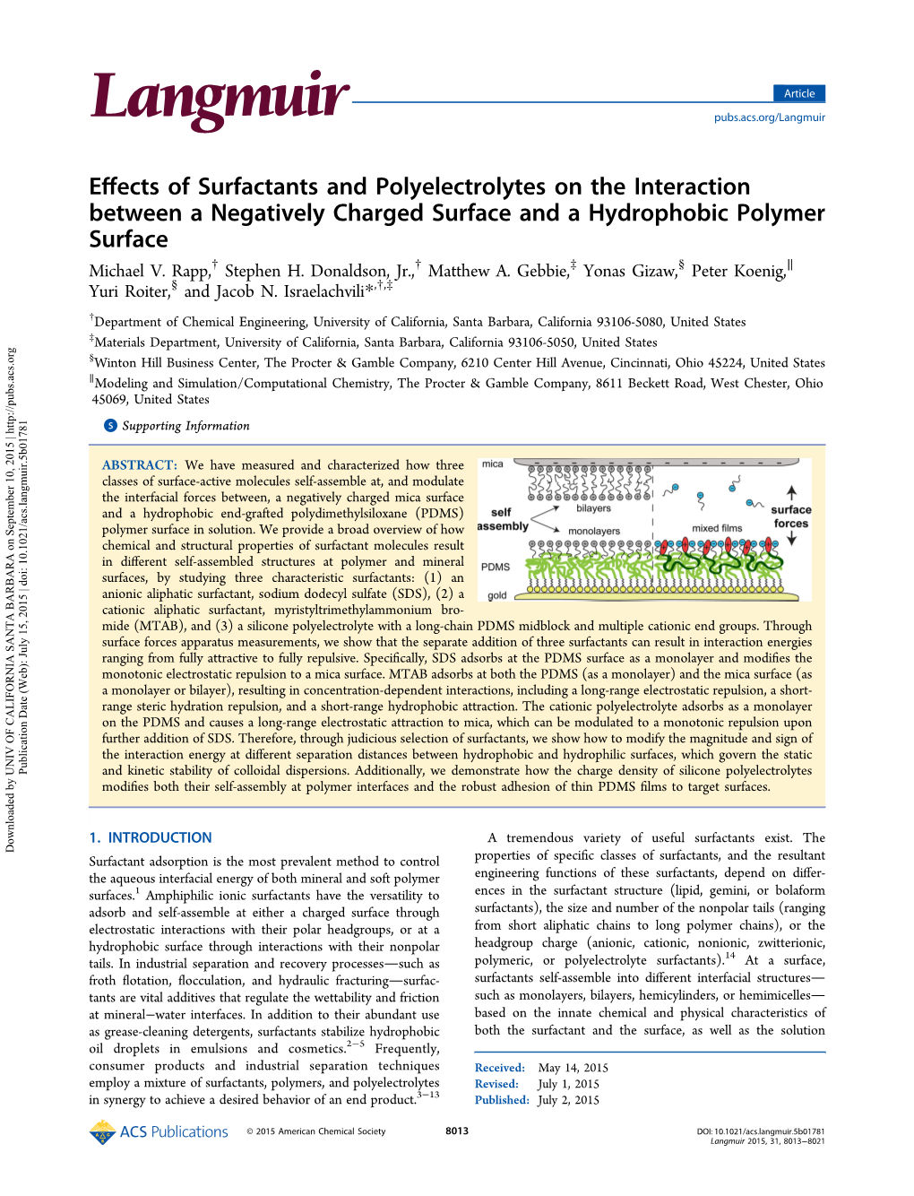 Effects of Surfactants and Polyelectrolytes on the Interaction