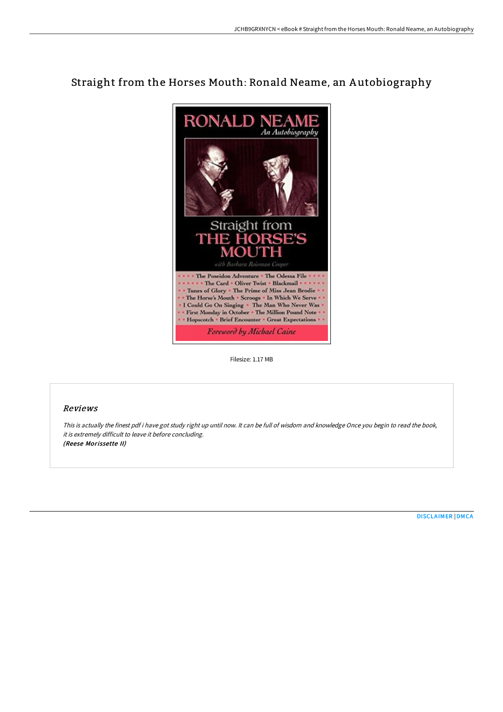 Read PDF < Straight from the Horses Mouth: Ronald Neame