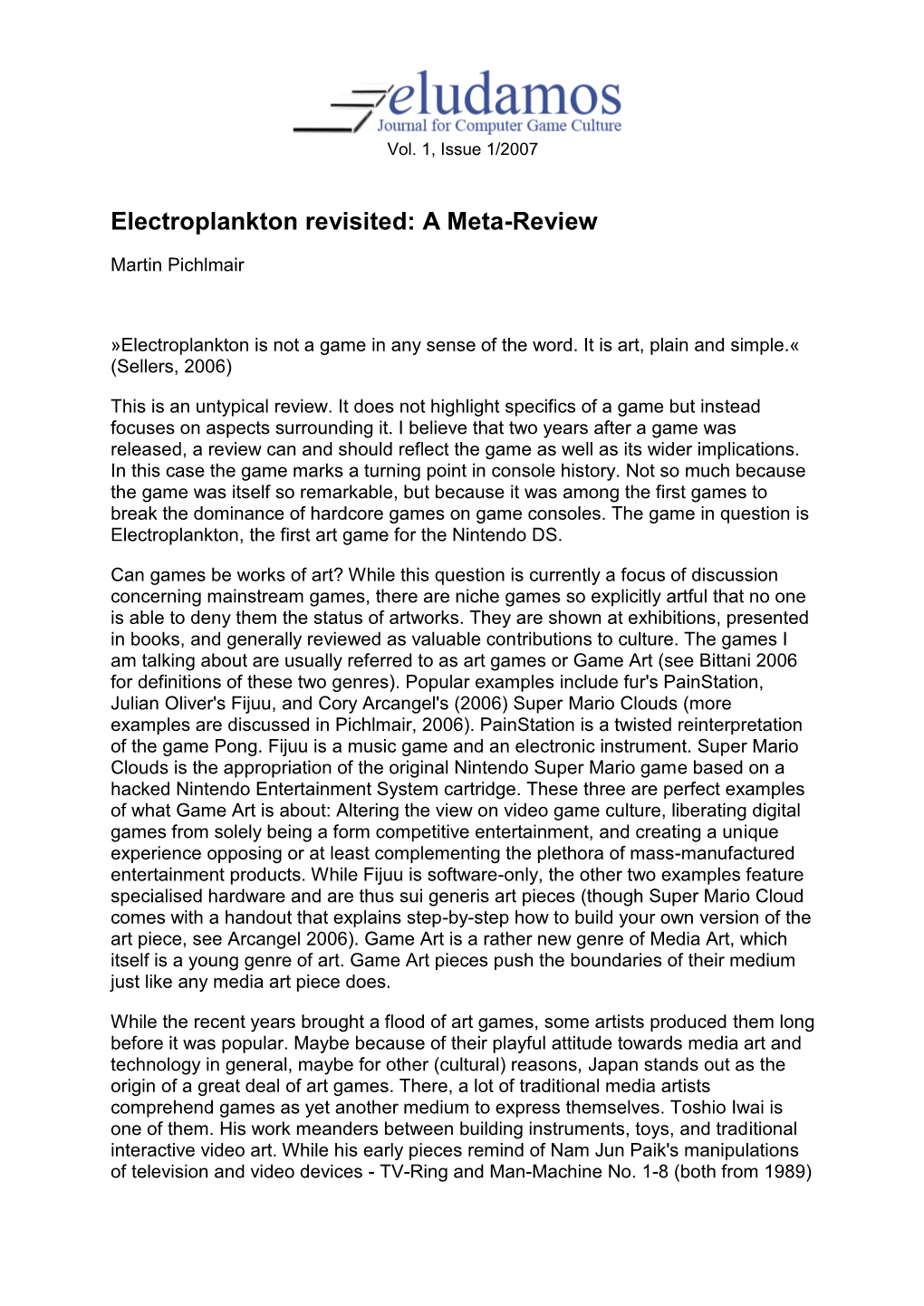 Electroplankton Revisited: a Meta-Review »Electroplankton Is