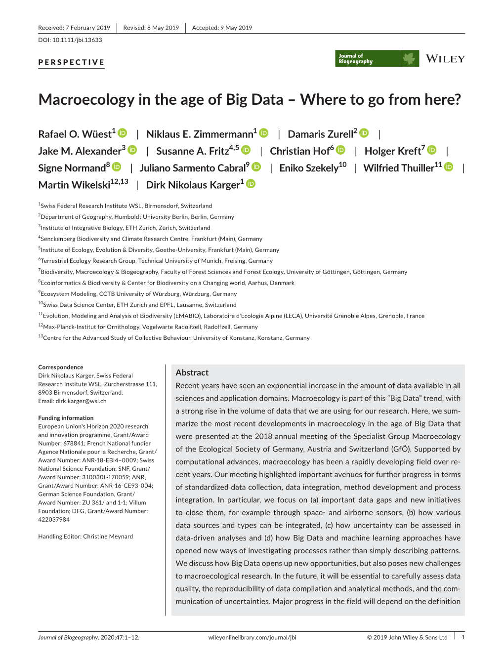 Macroecology in the Age of Big Data –