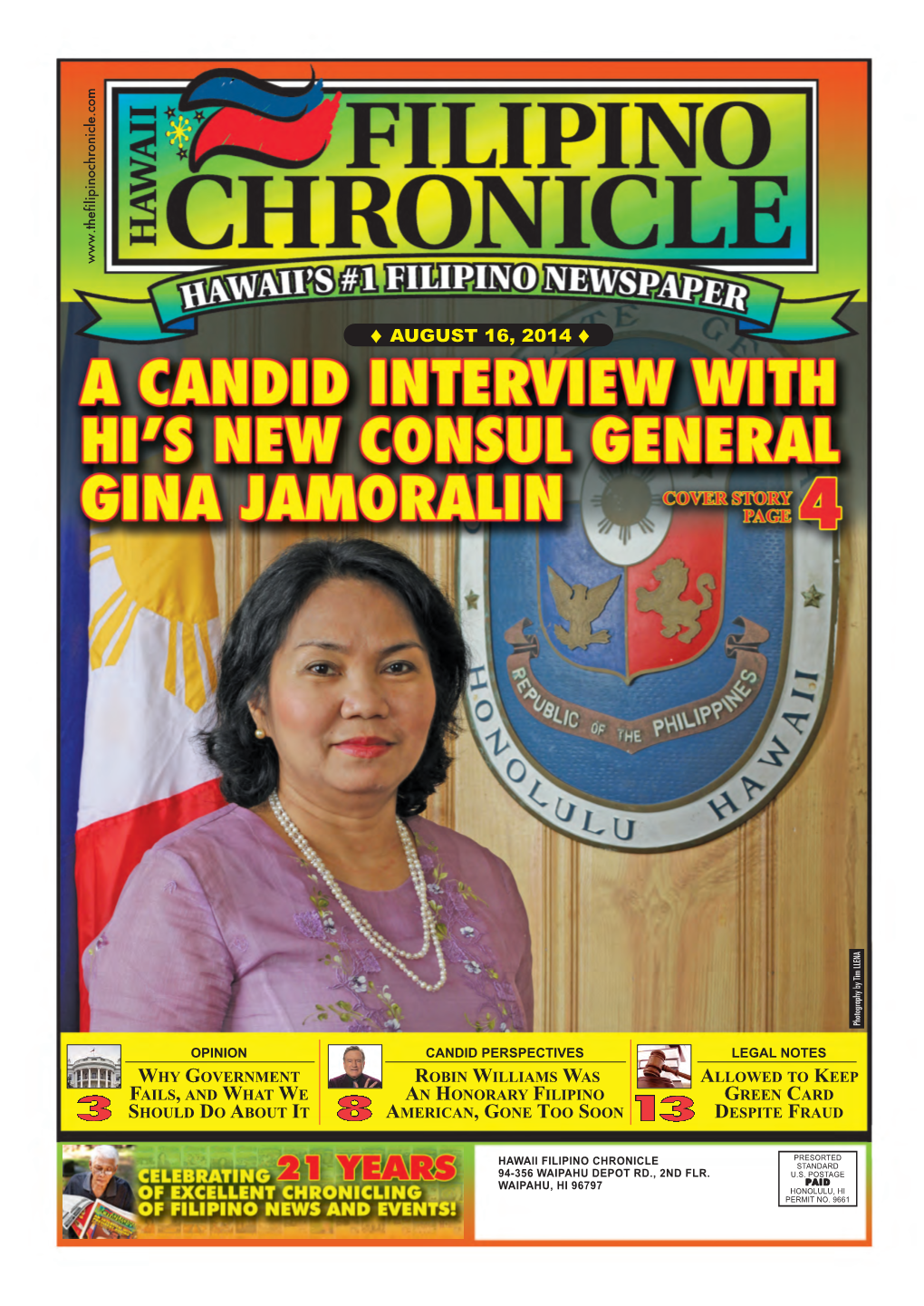 August 16, 2014  Hawaii Filipino Chronicle  1