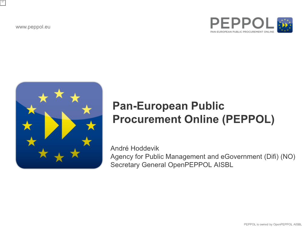 Transfer of Ownership from PEPPOL to Openpeppol