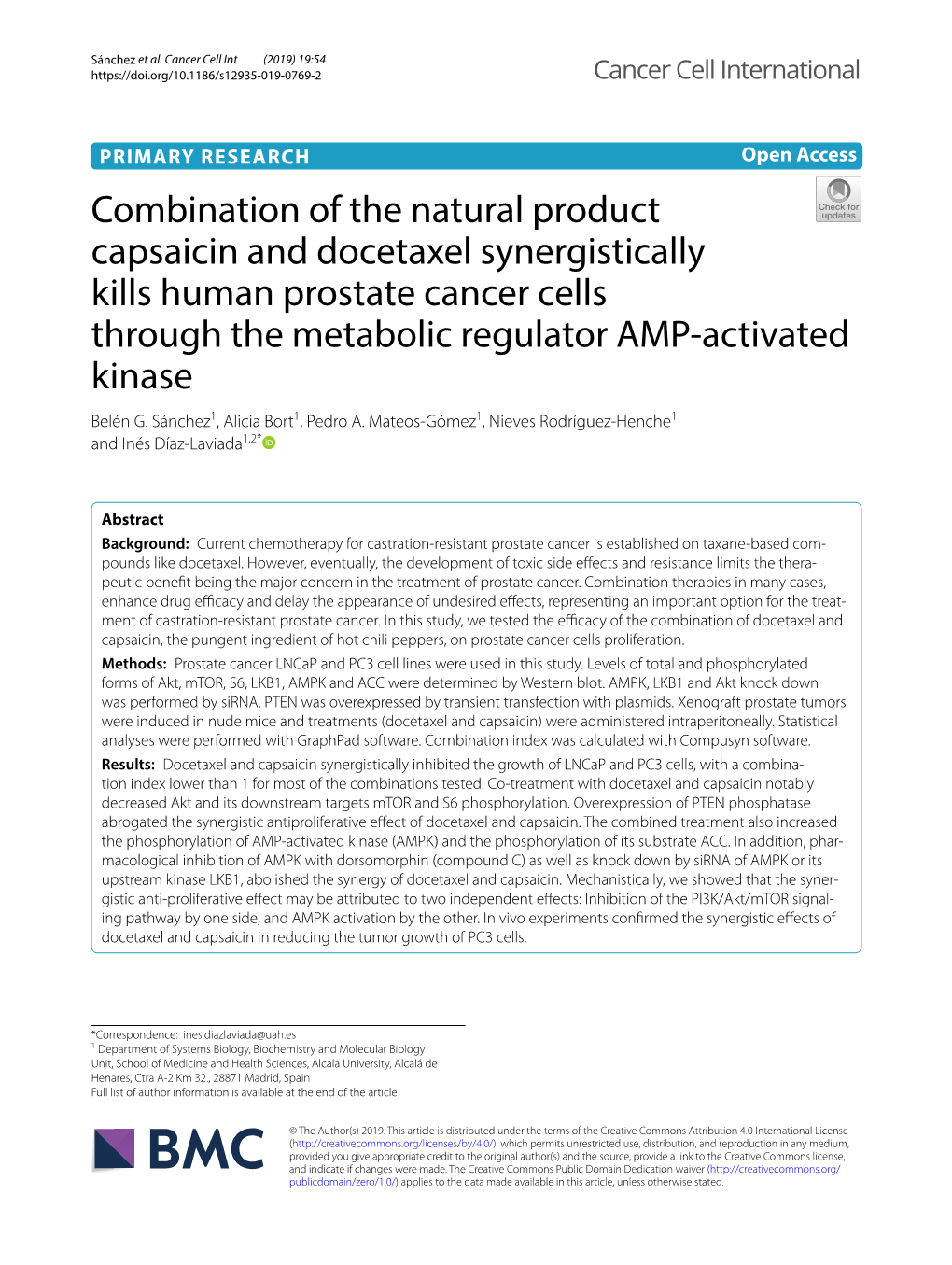 Combination of the Natural Product Capsaicin and Docetaxel