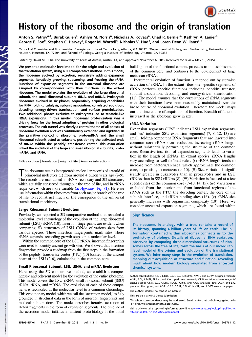 History of the Ribosome and the Origin of Translation