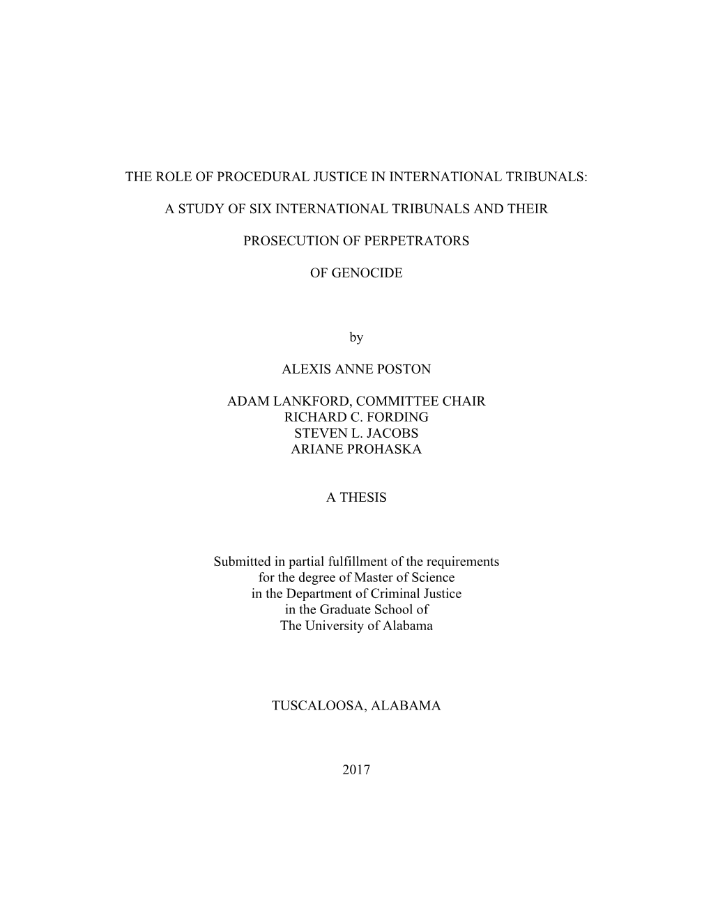 The Role of Procedural Justice in International Tribunals