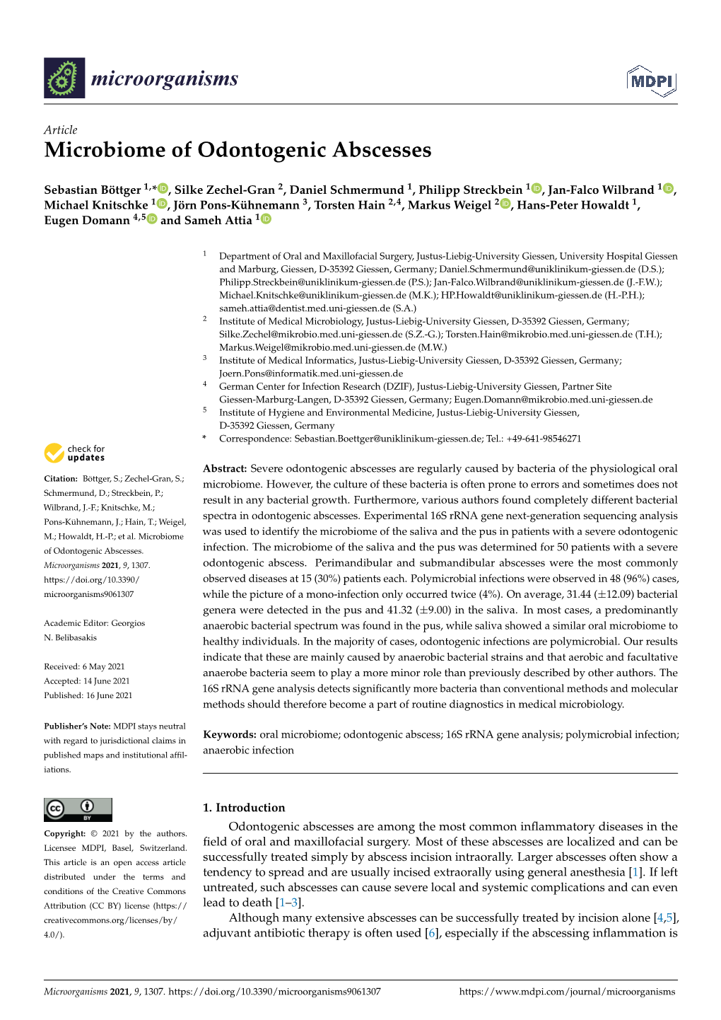 Microbiome of Odontogenic Abscesses