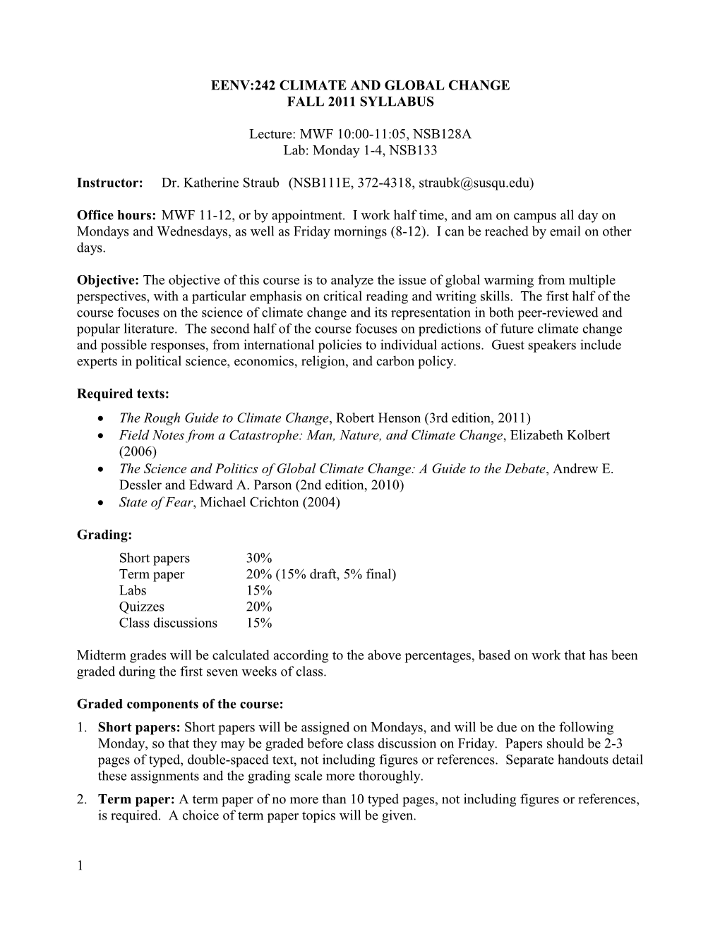 Eenv:242 Climate and Global Change