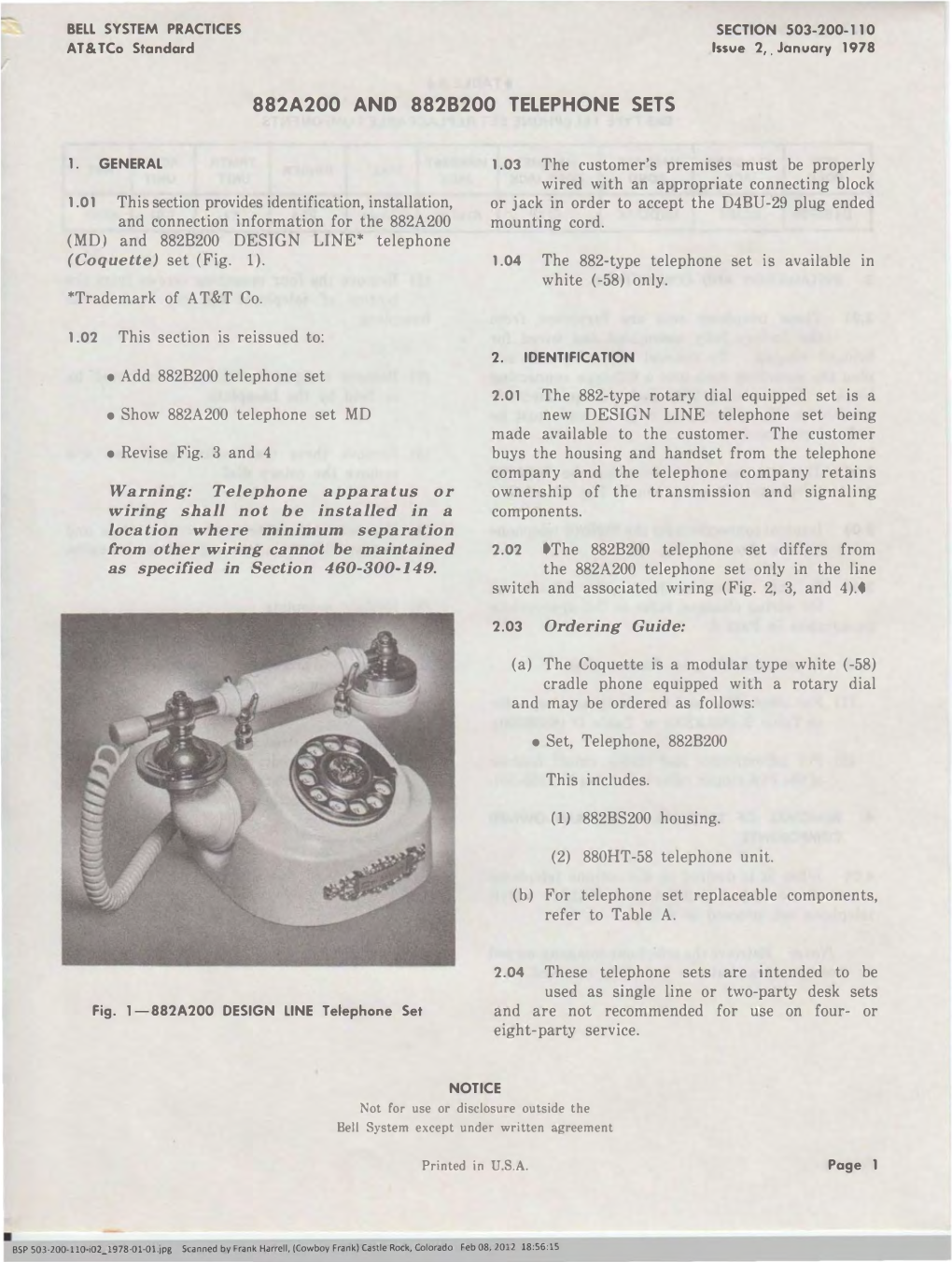 882A200 and 8828200 Telephone Sets