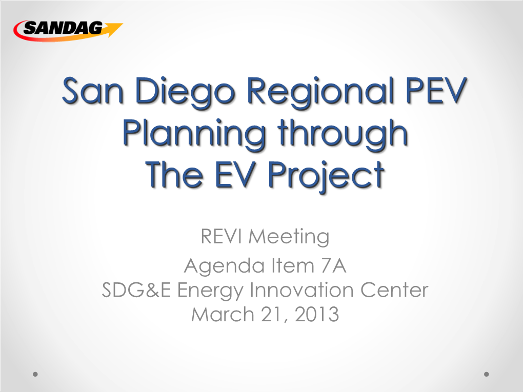 San Diego's PEV Roadmap: Planning for Plug-In Electric Vehicles