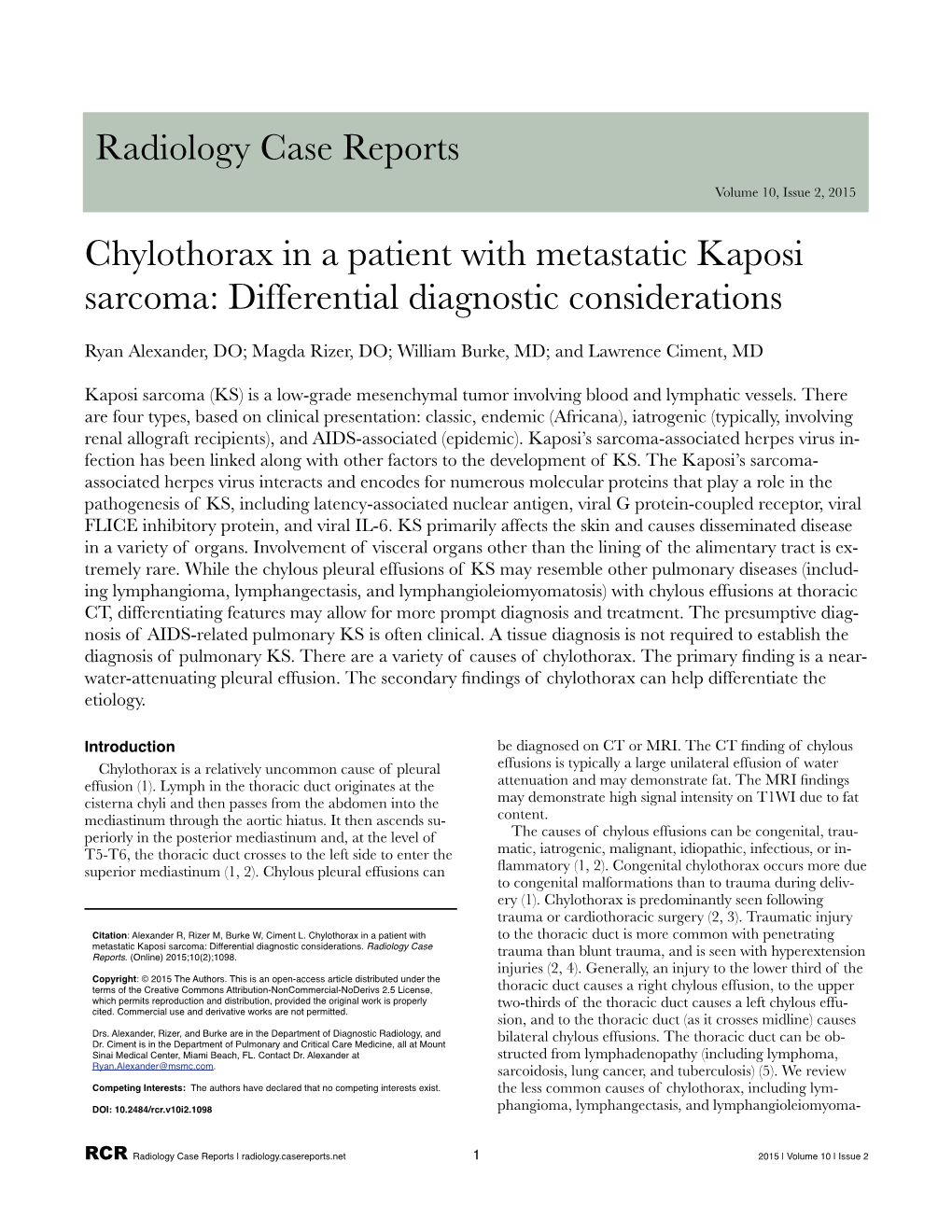 Differential Diagnostic Considerations