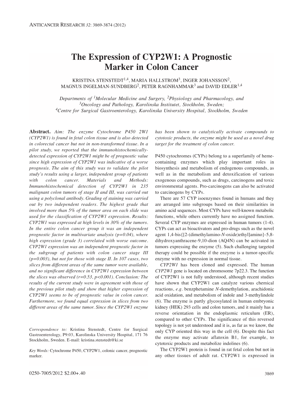 A Prognostic Marker in Colon Cancer