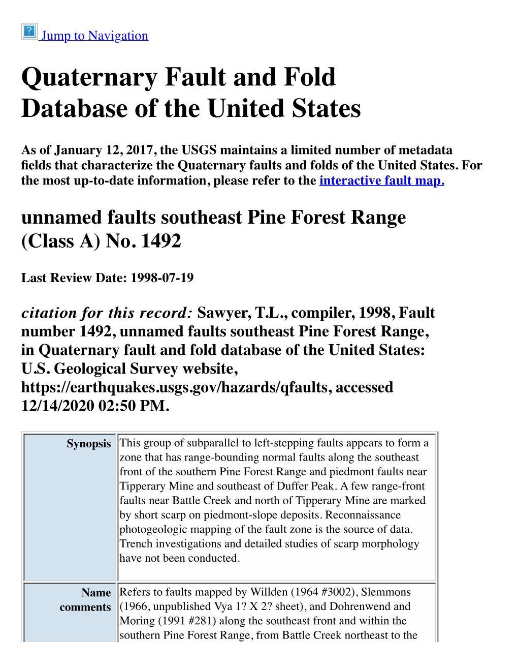 Quaternary Fault and Fold Database of the United States