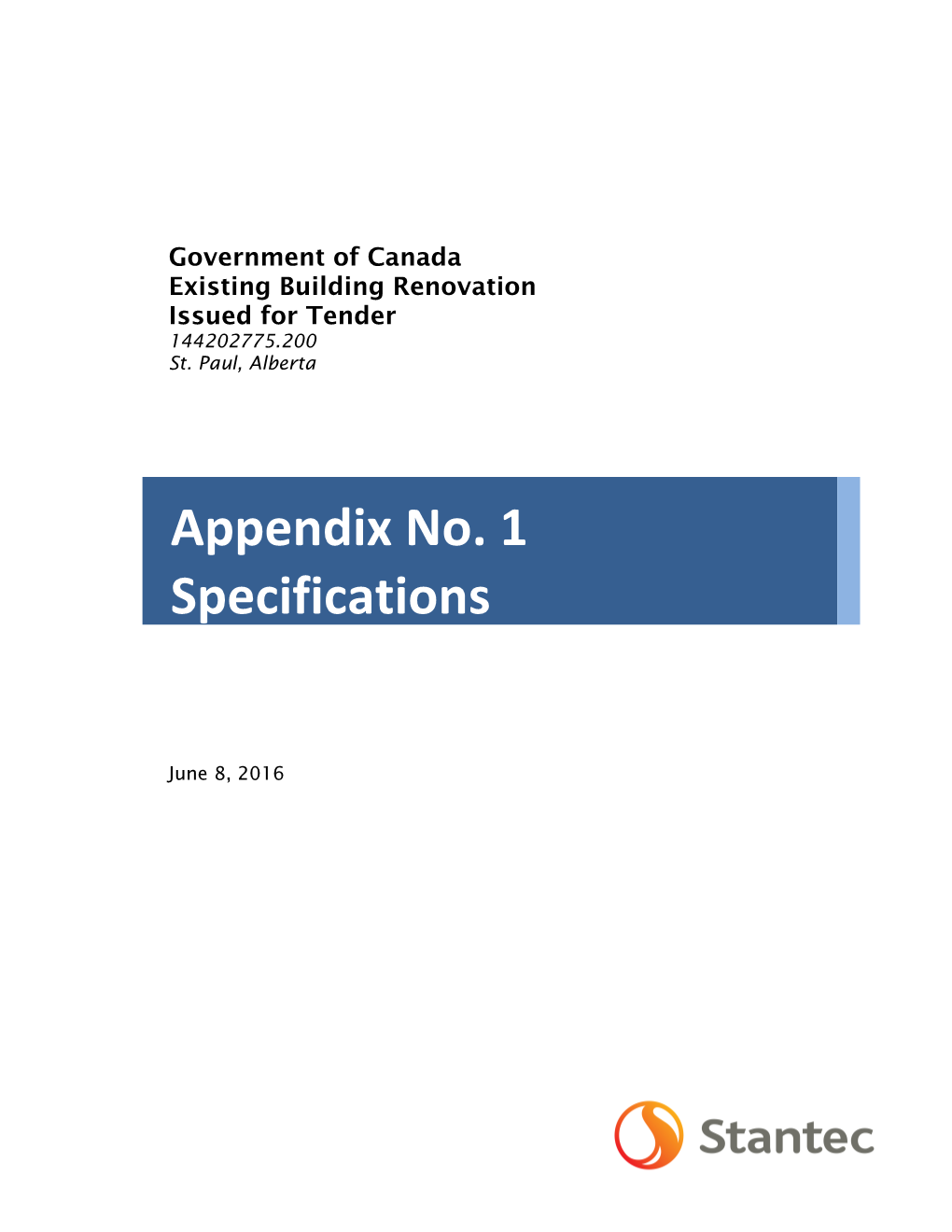 Appendix No. 1 Specifications