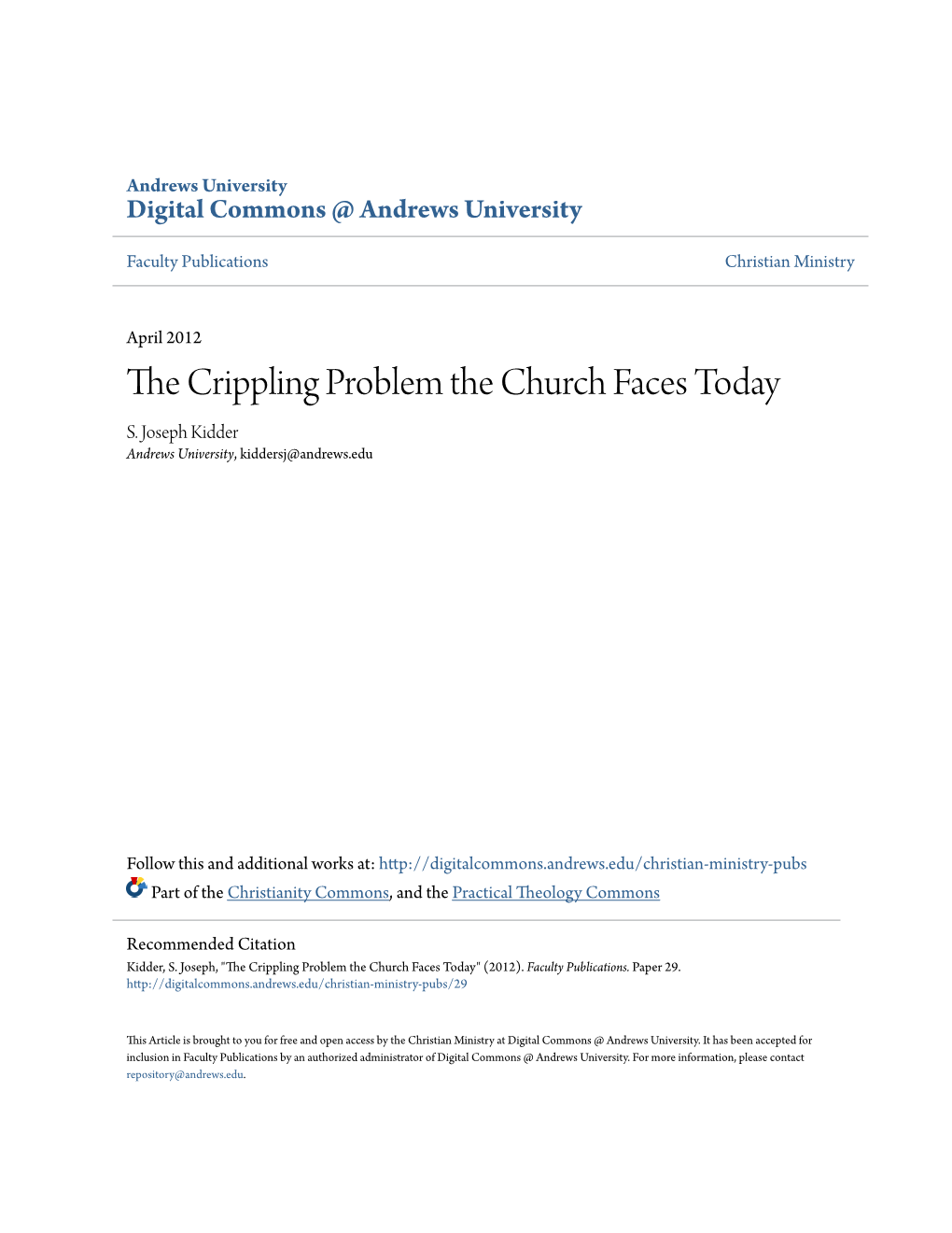 The Crippling Problem the Church Faces Today
