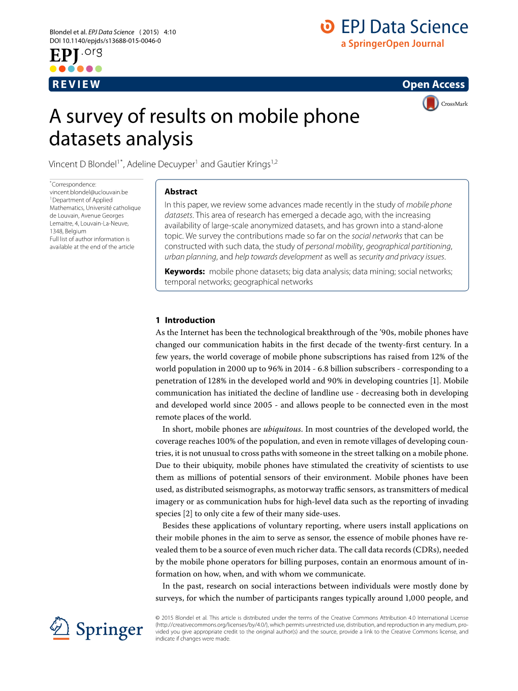 A Survey of Results on Mobile Phone Datasets Analysis