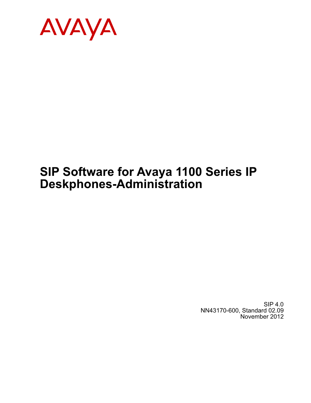 SIP Software for Avaya 1100 Series IP Deskphones-Administration