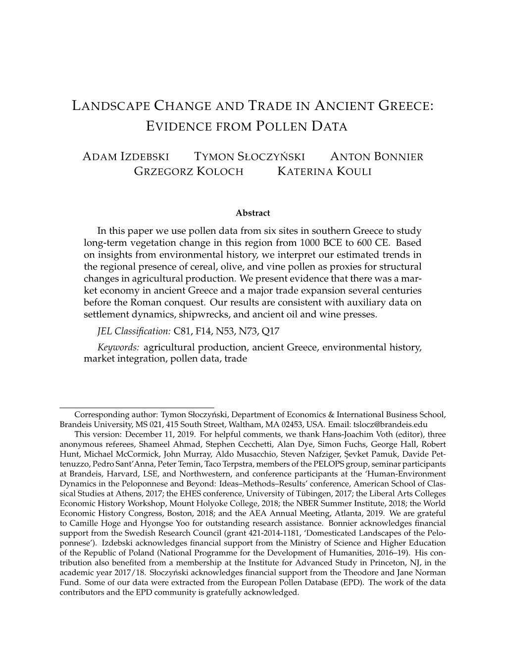 Landscape Change and Trade in Ancient Greece
